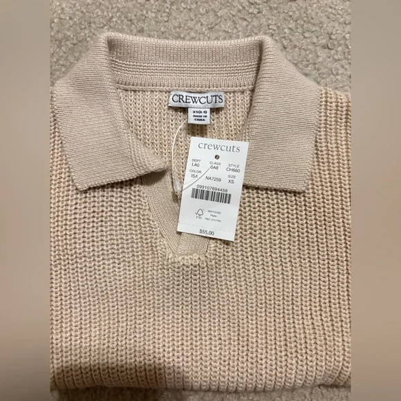 NWT Crewcuts Kids' short-sleeve johnny-collar sweater-polo,size 4-5 - Picture 3 of 4